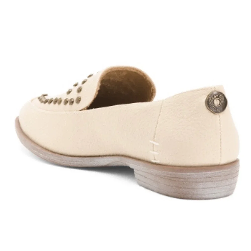 New Blowfish Malibu Harper Off White Loafers Studded Slip On Vegan Shoes‎ US 10M
